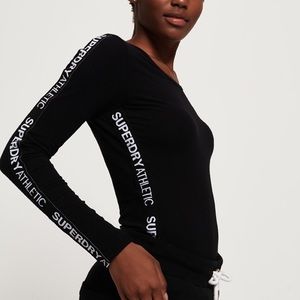 Superdry athletics black bodysuit. Size US 8/Medium. Great condition.